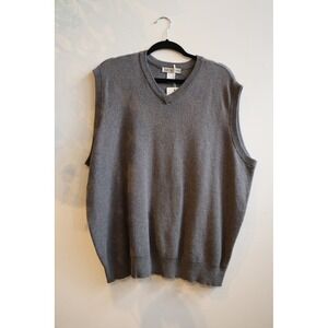 Cypress Links Mens Gray V-Neck Cotton Sweater Vest Size L